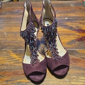 Alex Marie Purple Beaded Suede Women's Pumps Size 9.5